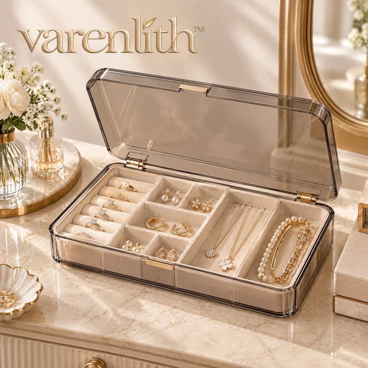 Varenlith™ Clear-Lid Jewelry Organizer Box