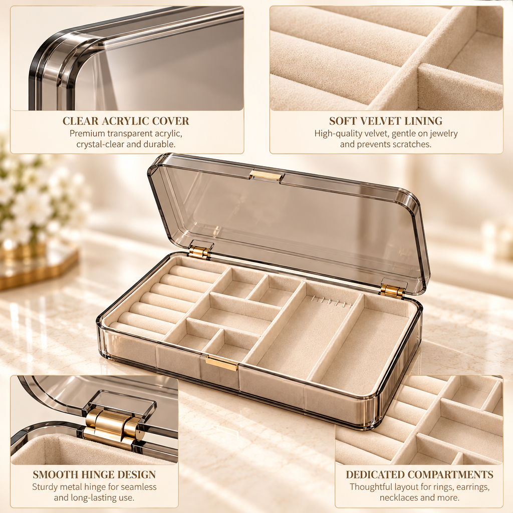 Varenlith™ Clear-Lid Jewelry Organizer Box