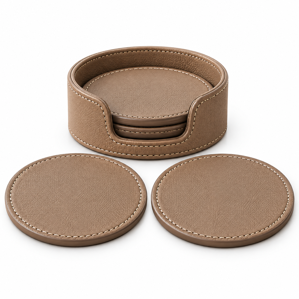 Varenlith™ Leather-Style Coaster Set with Holder