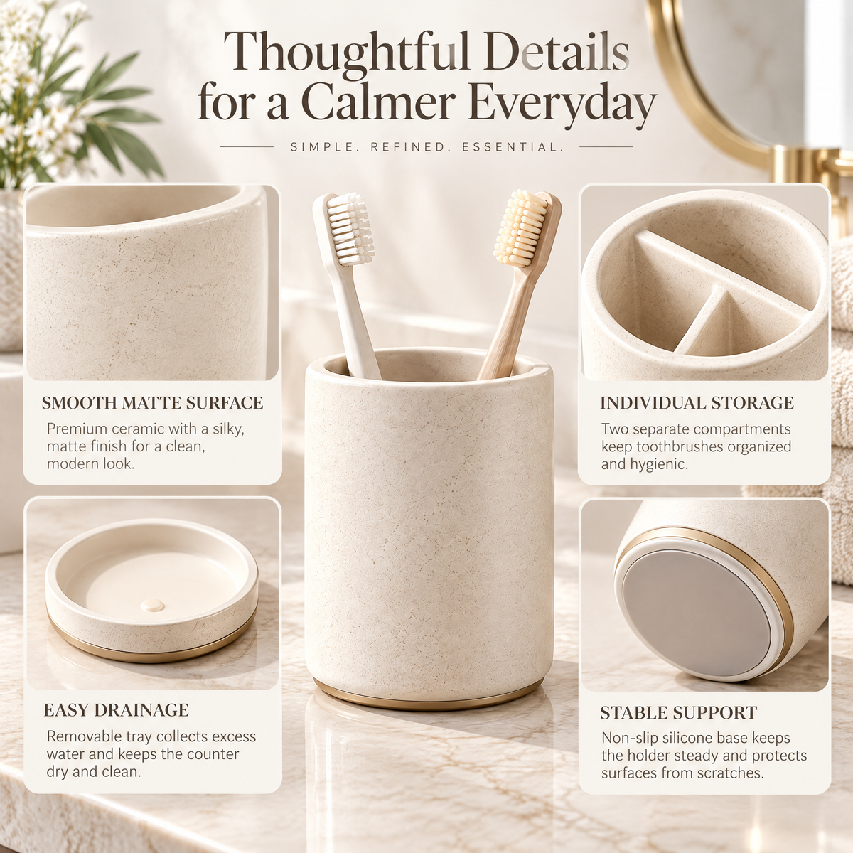 Varenlith™ Minimalist Toothbrush Holder Cup