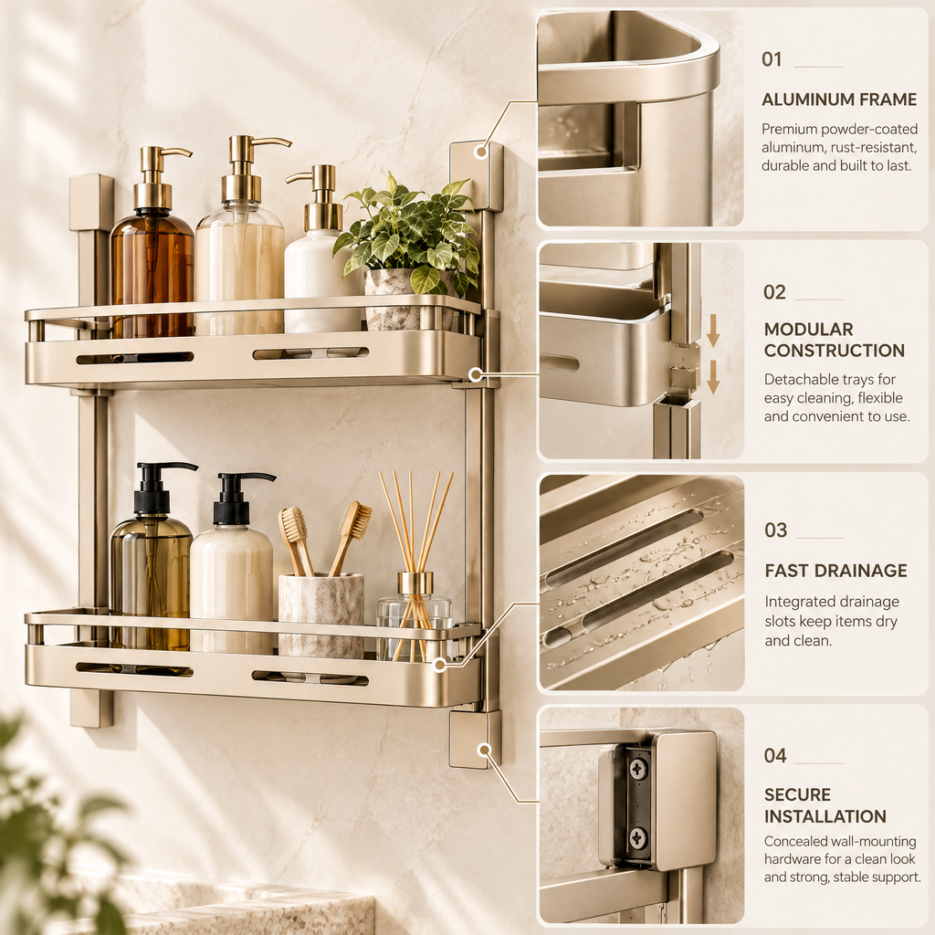 Varenlith™ 3-Tier Wall-Mounted Bathroom Shelf