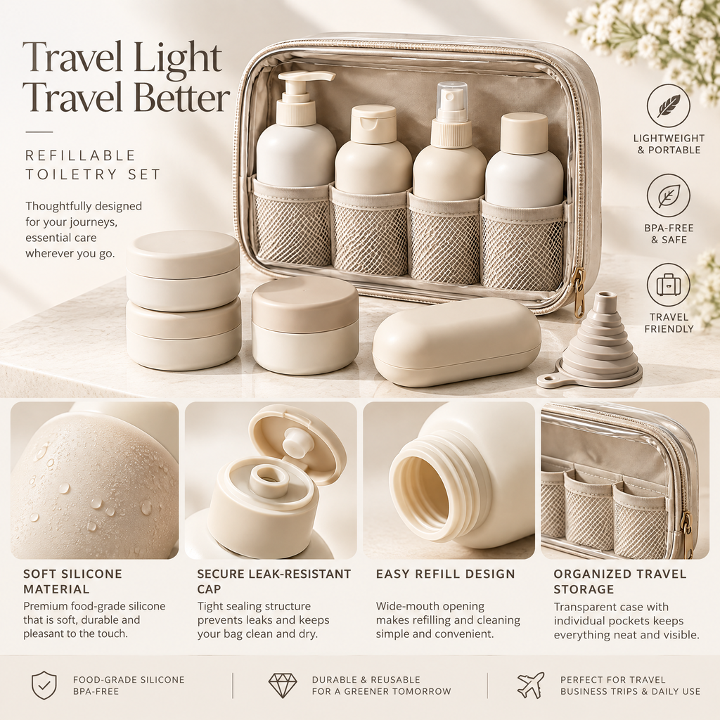 Varenlith™ Refillable Travel Toiletry Bottle Set